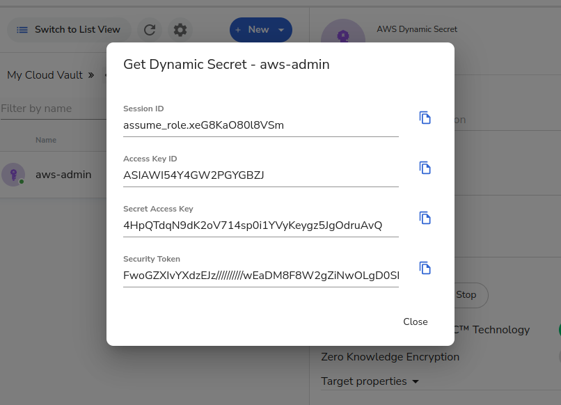 Temporary AWS credentials